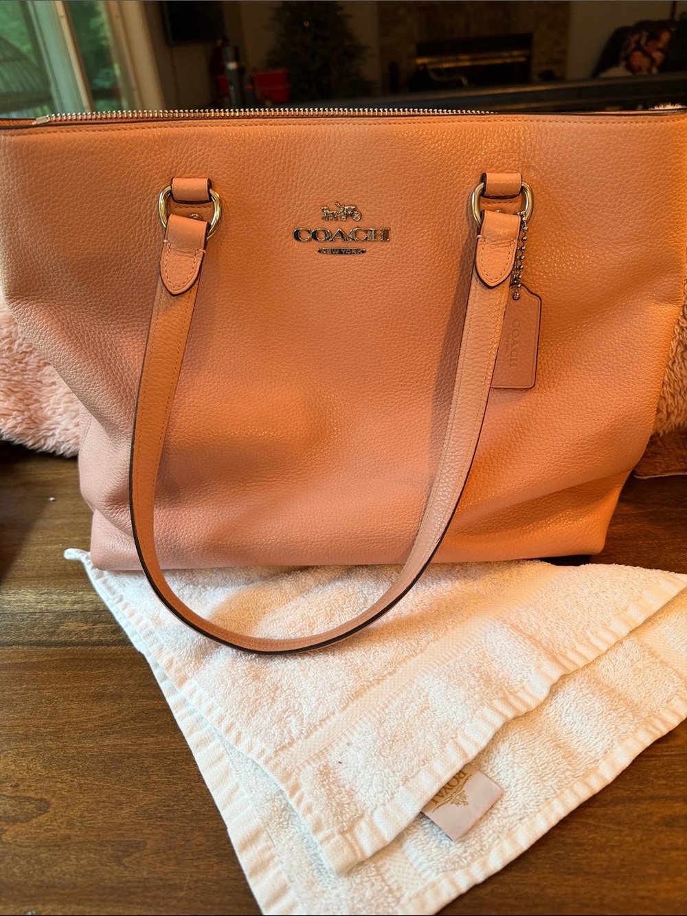 Coach Pebble Leather Tote in Light Pink